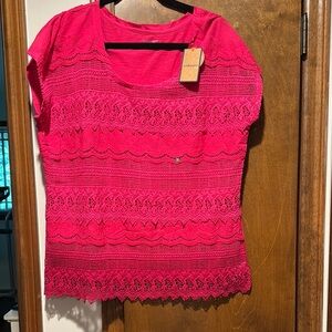 Pink Lace Women's Top by G H BASS & CO Sz XL